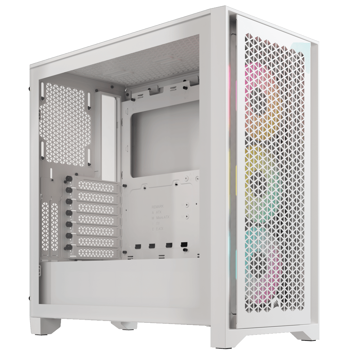 CARCASA Corsair iCUE 4000D RGB AIRFLOW Mid-Tower Case, True White - 3x AF120 RGB ELITE White Fans - iCUE Lighting Node PRO Controller - High-airflow Design "CC-9011241-WW" — miniatură