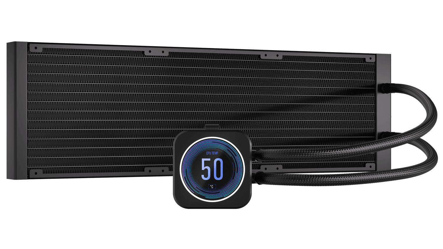 Cooler Corsair "iCUE H170i ELITE LCD XT&nbsp;", skt universal, racire cu lichid, ventilator 120 mm x 3, 1700 rpm, iluminat RGB, "CW-9060076-WW" — miniatură