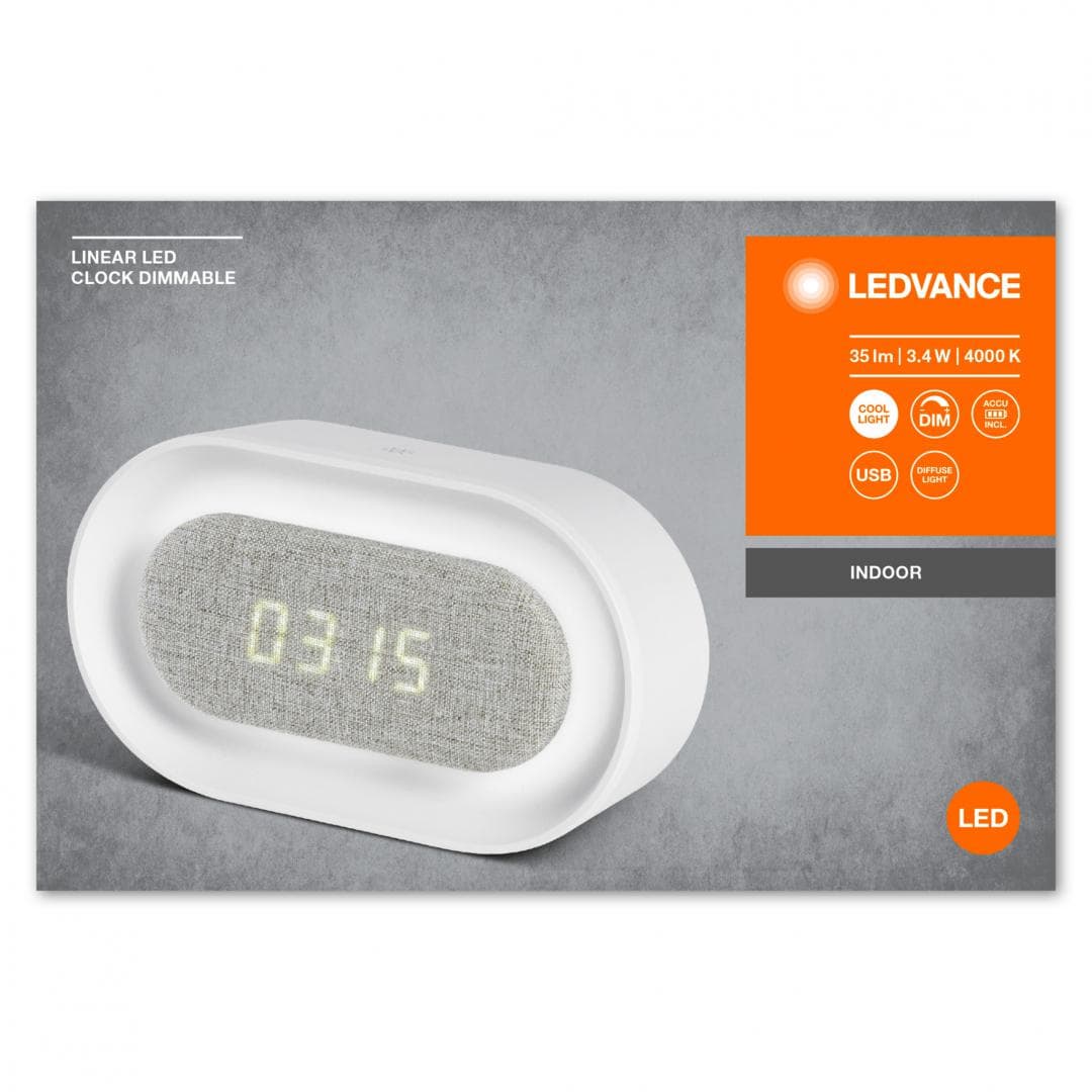 LINEAR LED CLOCK DIM USB WT LEDV "000004058075747906"