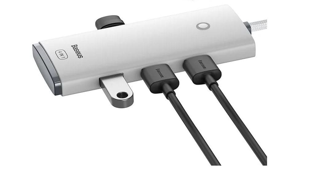 HUB extern Baseus Lite, porturi USB: USB 3.0 x 4, conectare prin USB 3.0, lungime 0.25m, alb, "WKQX030002" - 6932172606190