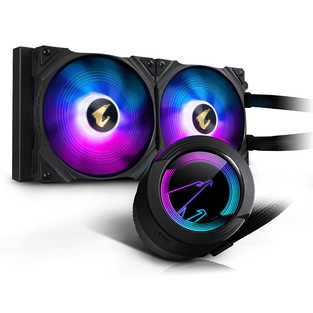 Cooler Gigabyte "AOR WATERFORCE 280", skt universal, racire cu lichid, ventilator 140 mm x 2, 2150 rpm, iluminat ARGB, "AOR WATERFORCE 280"