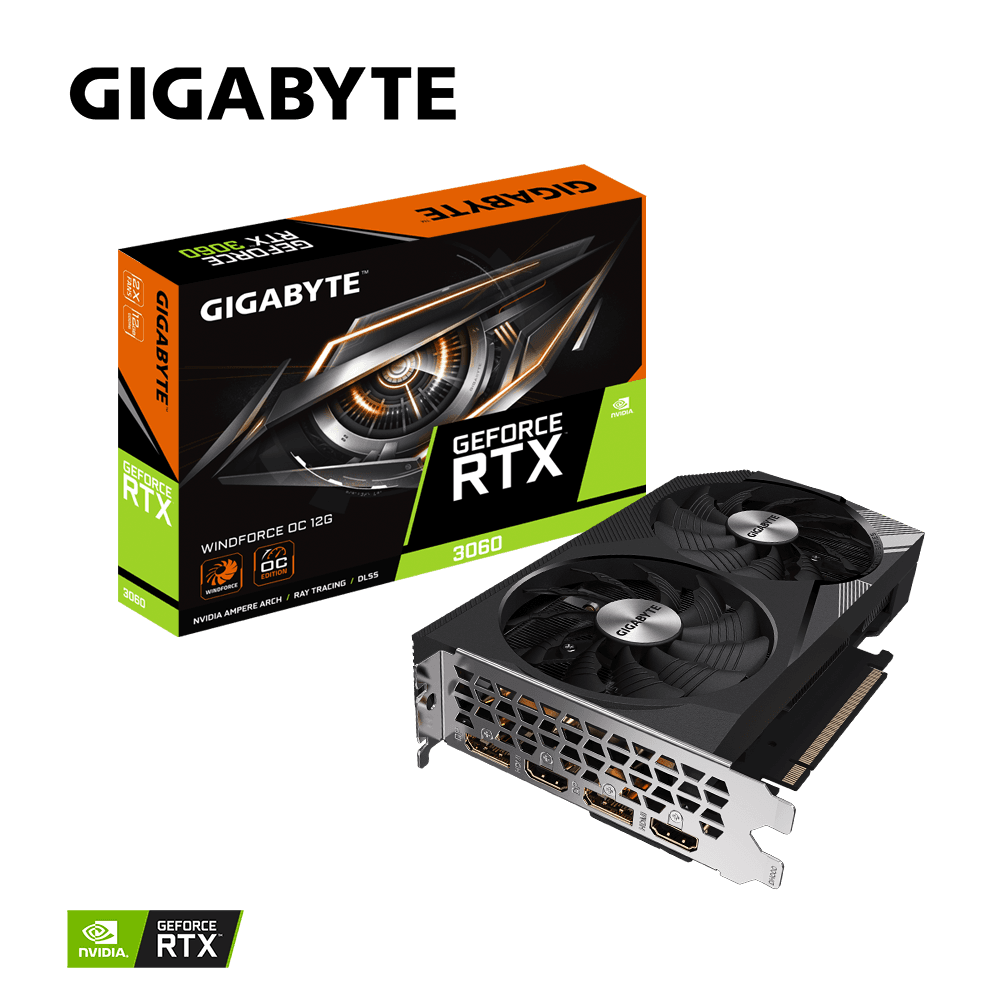 GIGABYTE GeForce RTX 3060 WINDFORCE OC 12G 2xDP 2xHDMI "GV-N3060WF2OC-12GD" PLACI VIDEO Gigabyte