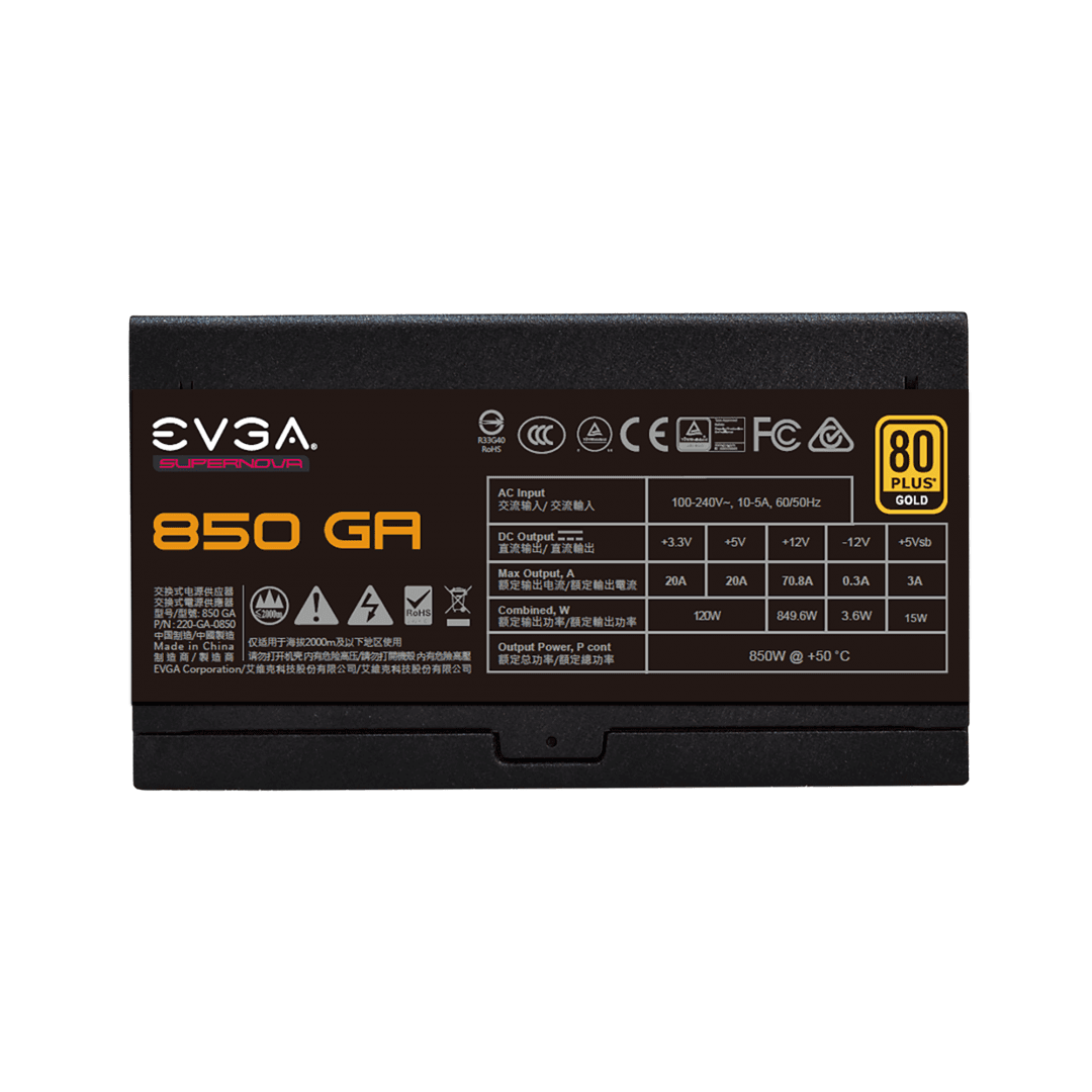 PSU EVGA SUPERNOVA 850W 80+GOLD "220-GA-0850-X7" — miniatură