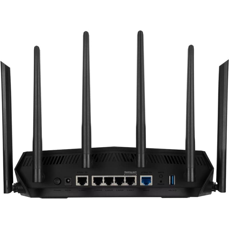 ASUS TUF Gaming AX6000 Dual Band WiFi 6 Gaming Router with dedicated Gaming port Dual 2.5G port AiMesh AiProtection Pro AURA RGB "90IG07X0-MO3C00" — miniatură