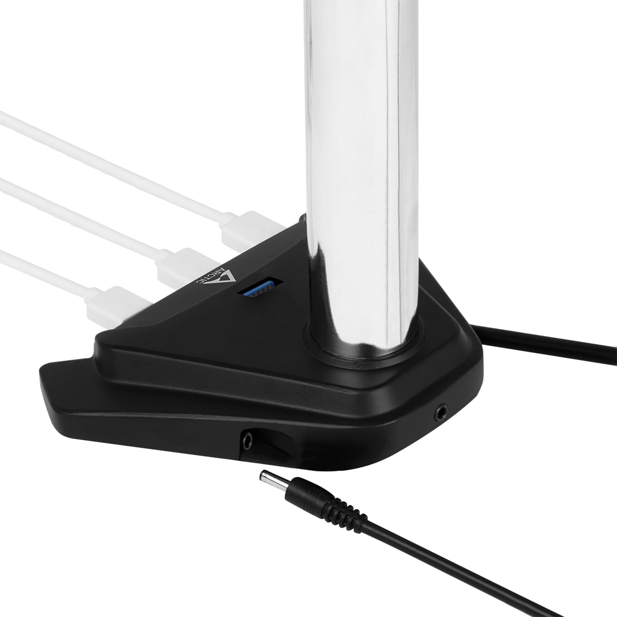 Suport monitor Arctic, pt 2 monitoare, diag max. 34inch, max. 2x8Kg, rotatie, inclinare, pivotare, port USB 3.0 4 porturi, alimentare prin mini-USB, prindere de birou, negru, "AEMNT00057A" — miniatură