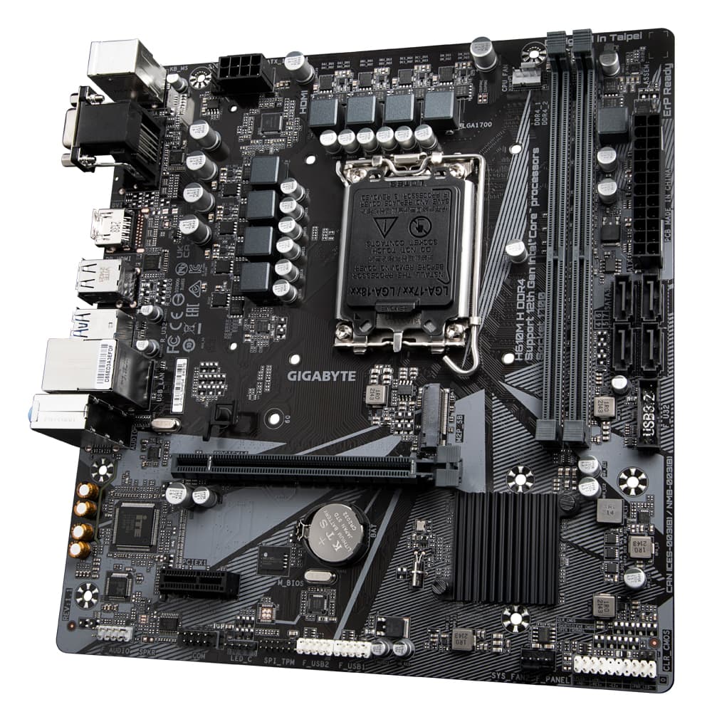 GIGABYTE Mainboard Desktop H610M H DDR4 1.2 (LGA1700, 2x DDR4 up to 64GB, D-Sub, HDMI, 1x PCI-Ex16x16, 1x PCI-Ex1, 4x SATA, 1x M.2, 4x USB 3.2 Gen1, 4x USB 2.0/1.1, GLAN) mATX "H610M H DDR4 1.2" — miniatură