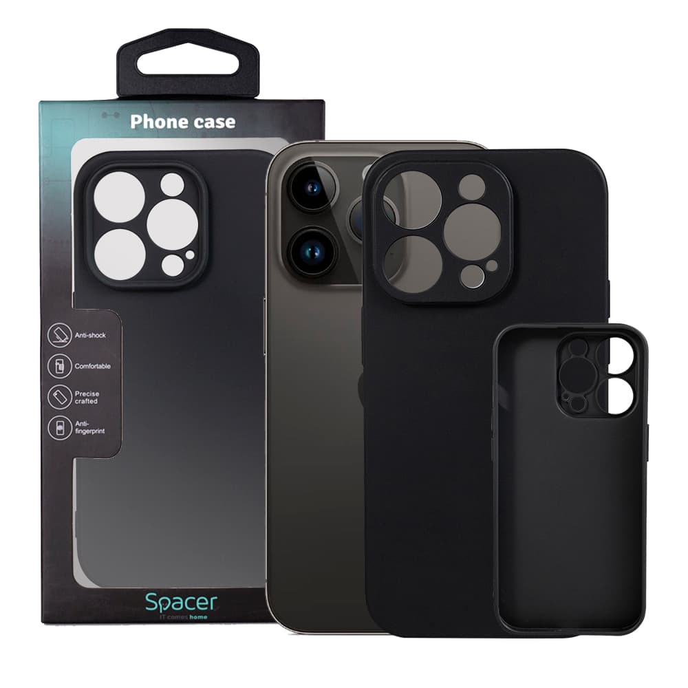 Husa Iphone 14 Pro Spacer, grosime 1.5mm, material flexibil TPU, negru "SPPC-AP-IP14P-TPU"