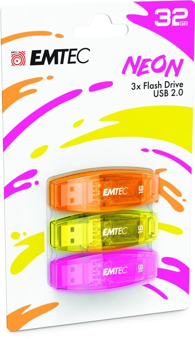 USB FLASH DRIVE 32GB C410 USB 2.0 EMTEC PACK OF 3 "ECMMD32GC410P3N"