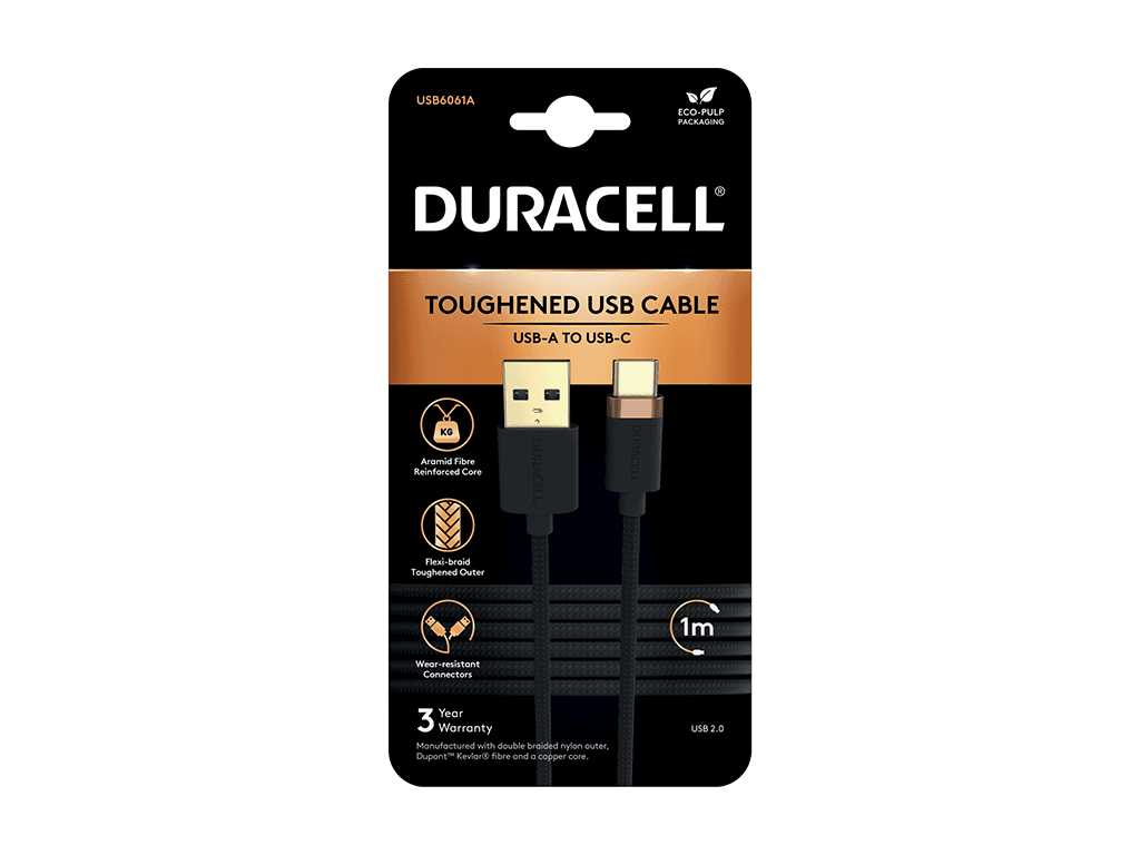 Cablu Duracell USB-A to USB-C 1m Black "USB6061A"