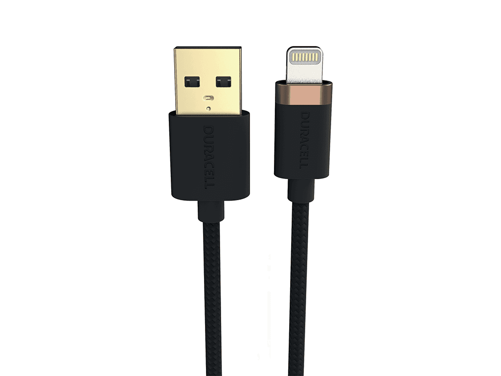 Cablu Duracell USB-A to Lightning C89 1m Black "USB7012A" — miniatură