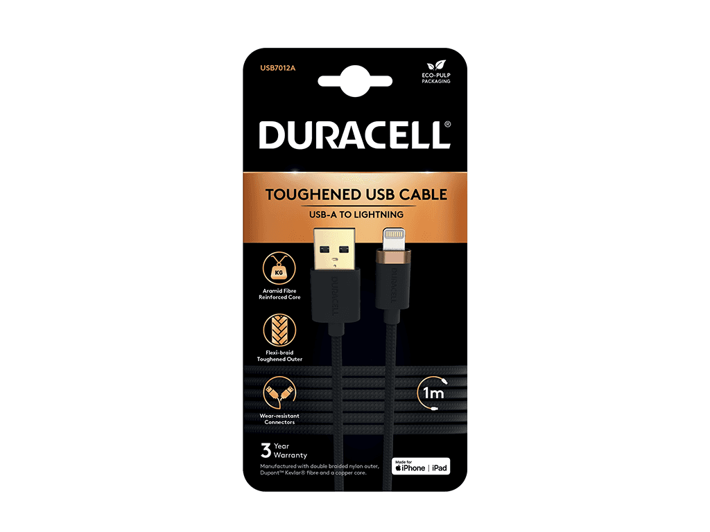 Cablu Duracell USB-A to Lightning C89 1m Black "USB7012A"