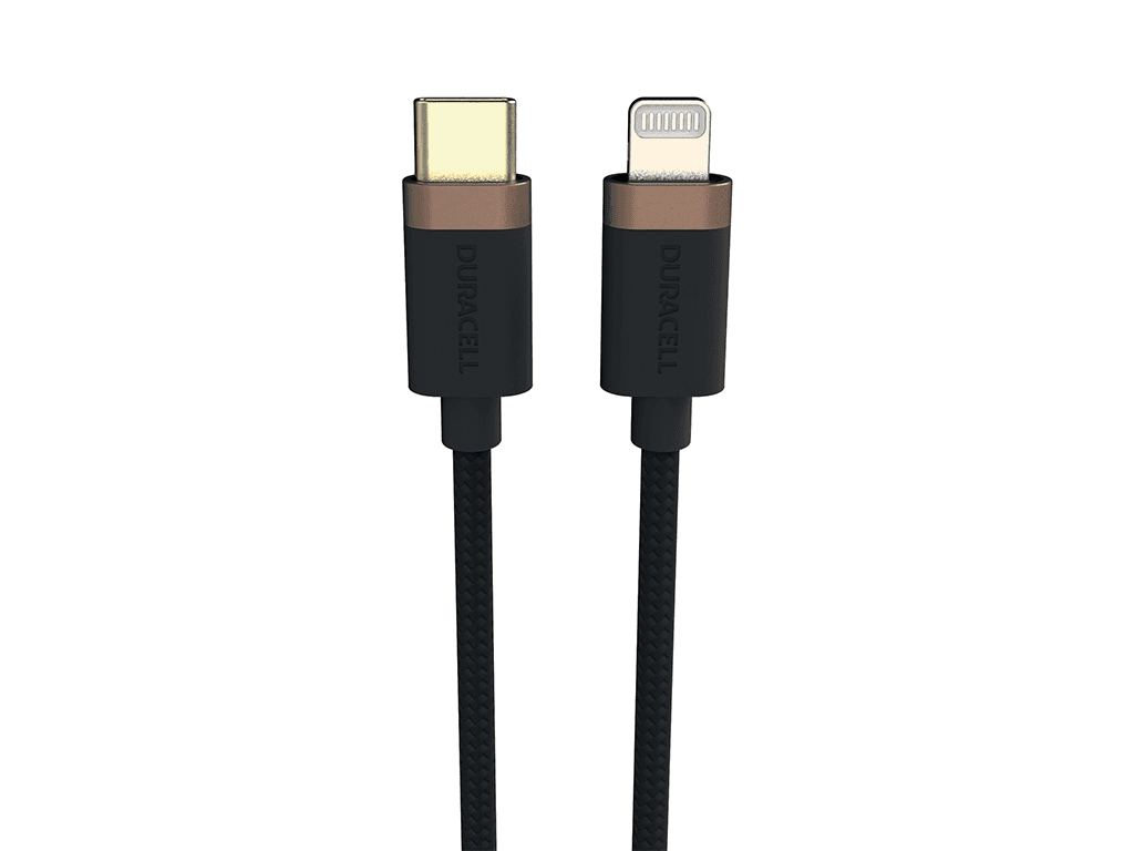 Cablu Duracell USB-C to Lightning C94 1m Black "USB9012A" — miniatură