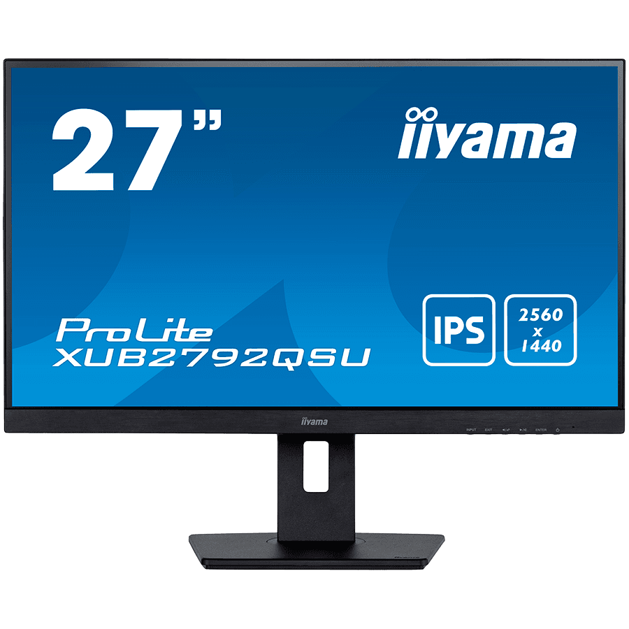 IIYAMA 27" ETE IPS-panel, ULTRA SLIM LINE, 2560x1440 WQHD, 5ms, FreeSync, 15cm height adj. stand, 350cd/m2, VGA, HDMI, DisplayPort, Speakers, USB-HUB(2x3.0) "XUB2792QSU-B5"