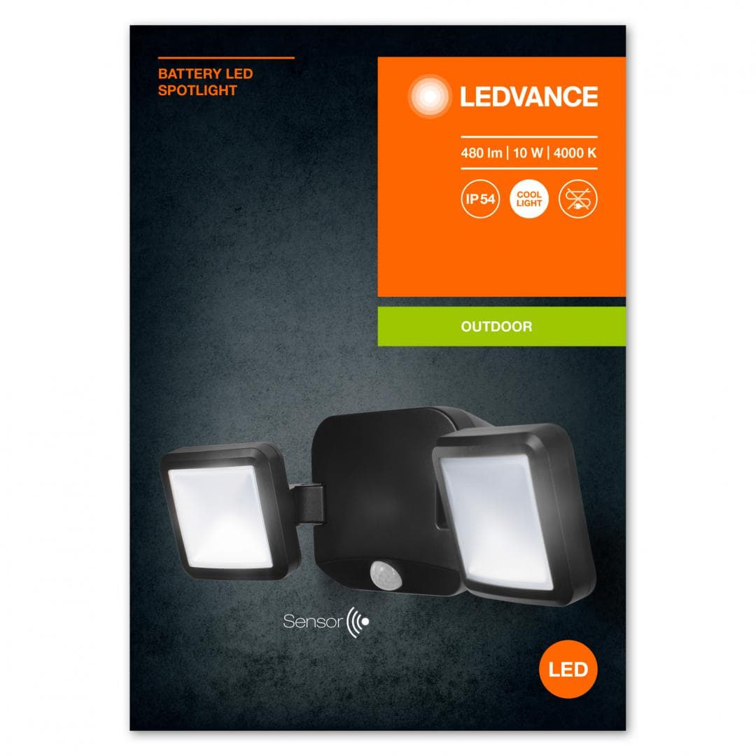 BATTERY LED SPOTLIGHT DOUBLE BK LEDV "000004058075227361"