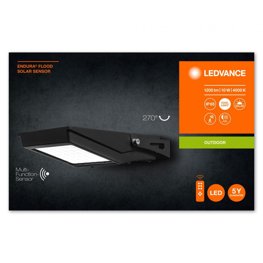 ENDURA FLOOD SOLAR SEN REM 10W 840 LEDV "000004058075762350"