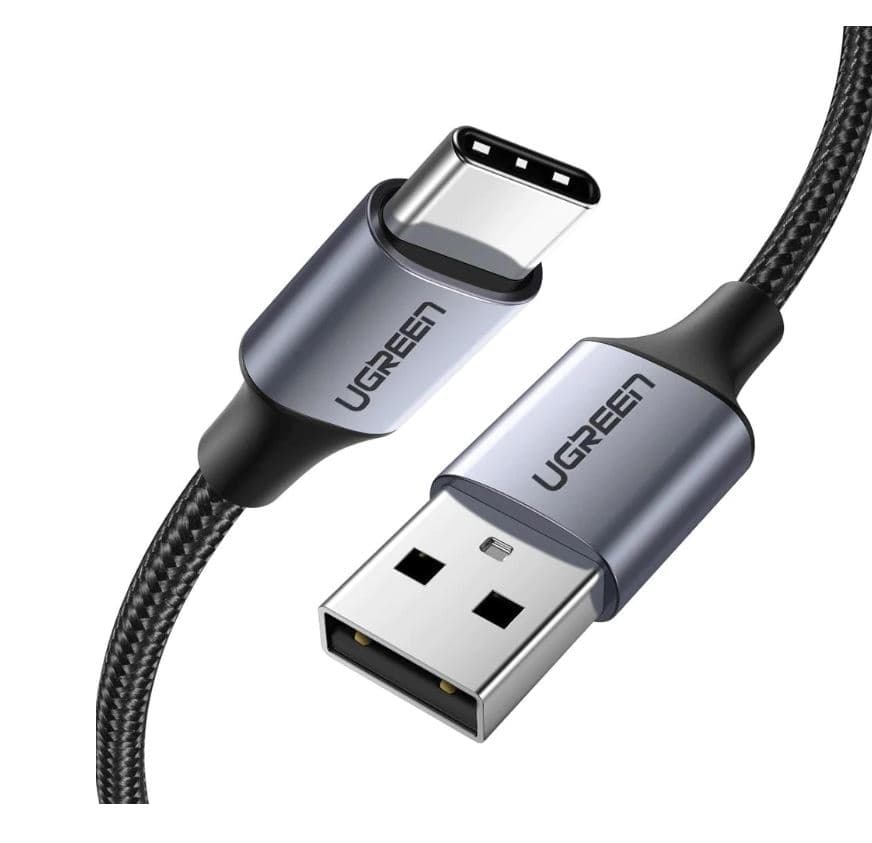 CABLU alimentare si date Ugreen, "US288", Fast Charging Data Cable pt. smartphone, USB la USB Type-C, 5V/3A, nickel plating, braided, 0.5m, alb, "60130" - 6957303861309