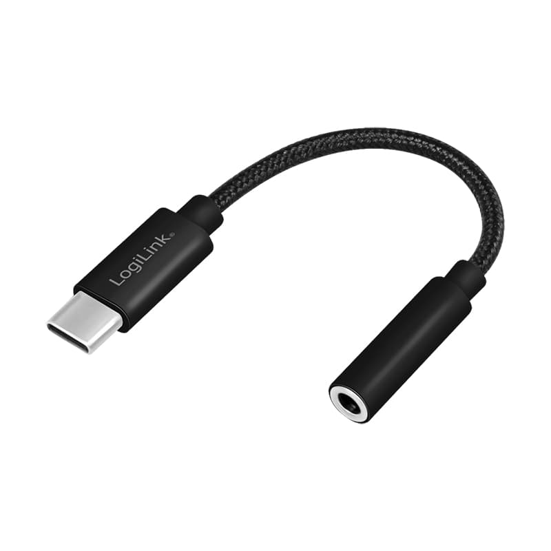ADAPTOR audio Logilink USB-C (T) la stereo 3.5 mm jack(M), TRRS, 0.13m, negru "UA0398"