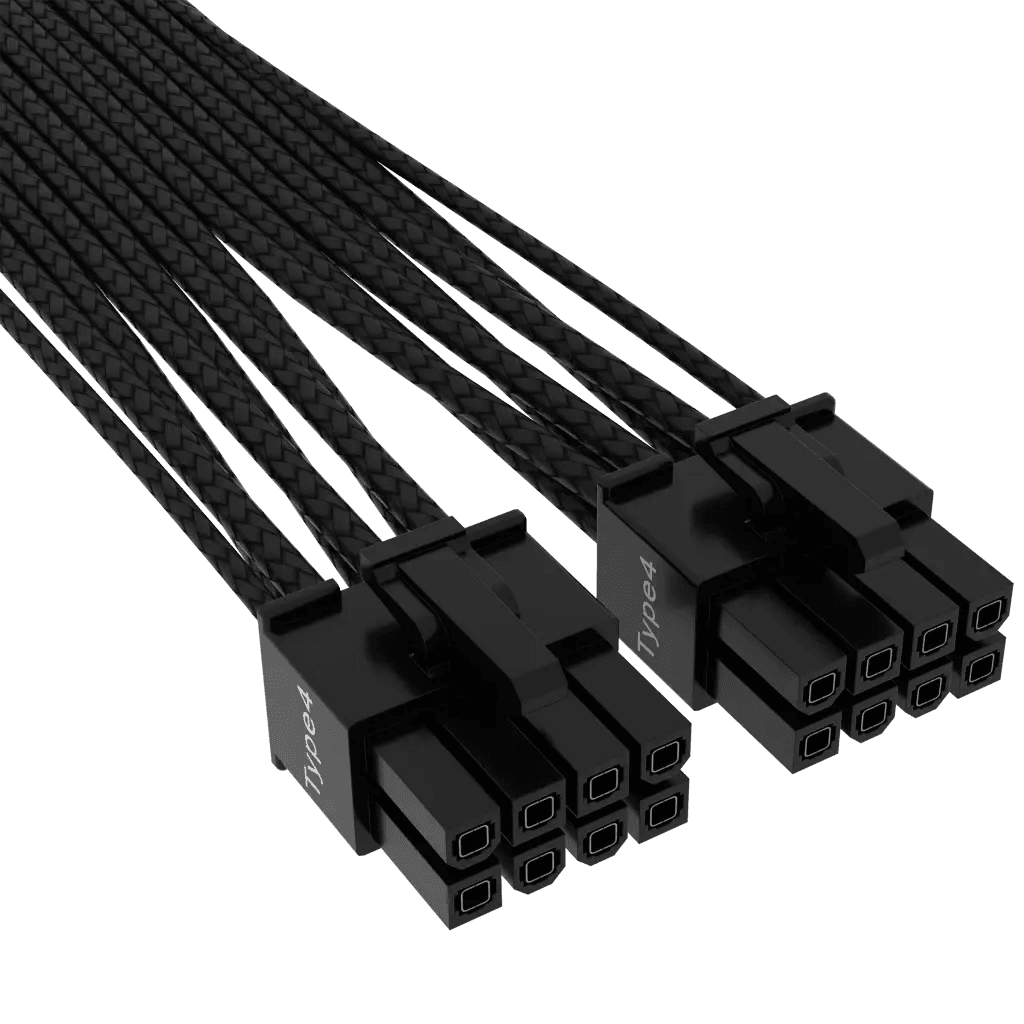 Corsair Cablu 12+4pin, PCIe Gen 5, 12VHPWR, 600W, Type 4, fire invelite individual, Negru "CP-8920331" — miniatură
