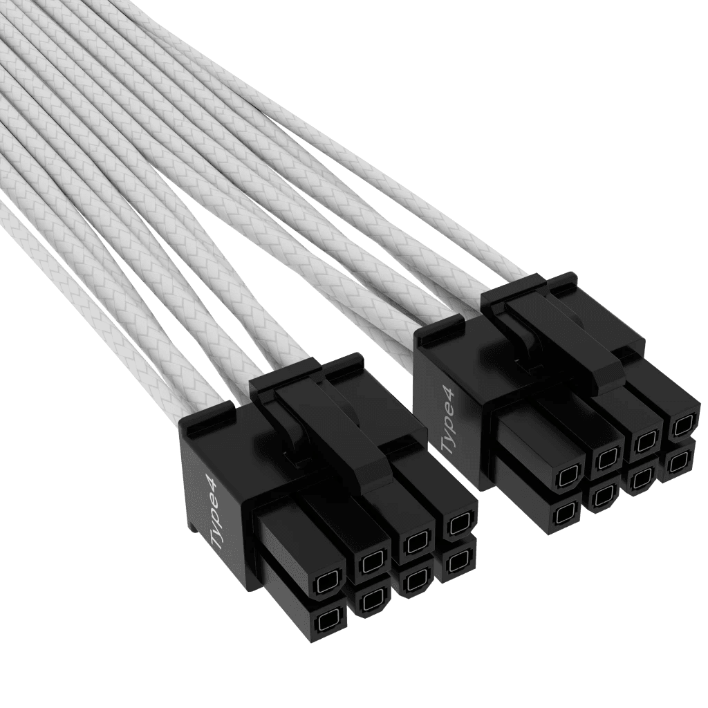 Corsair Cablu 12+4pin, PCIe Gen 5, 12VHPWR, 600W, Type 4, fire invelite individual, Alb "CP-8920332" — miniatură