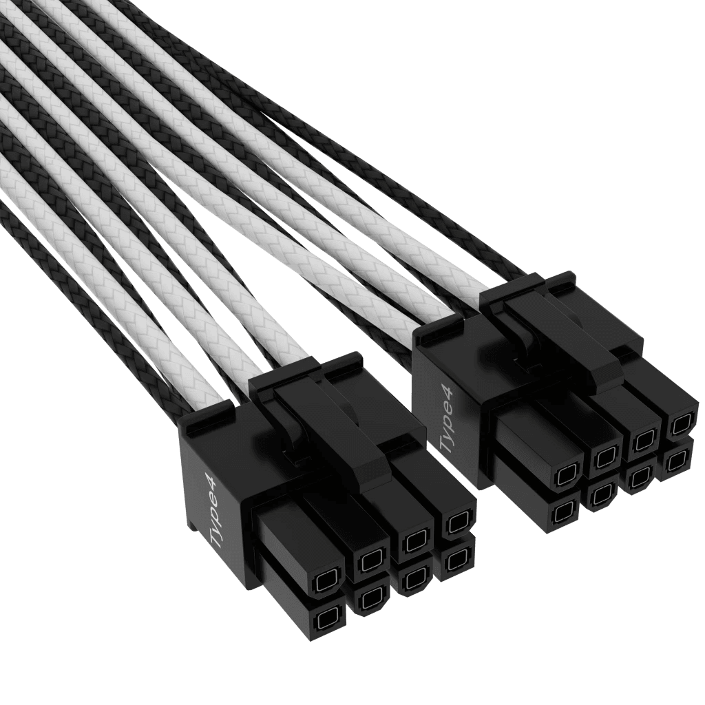 Corsair Cablu premium 12+4pin, PCIe Gen 5, 12VHPWR, 600W, Type 4, fire invelite individual, Alb/Negru "CP-8920333" — miniatură