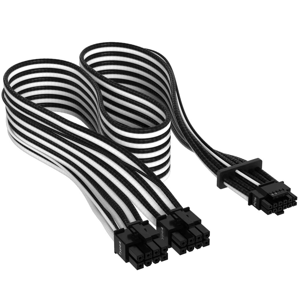 Corsair Cablu premium 12+4pin, PCIe Gen 5, 12VHPWR, 600W, Type 4, fire invelite individual, Alb/Negru "CP-8920333"