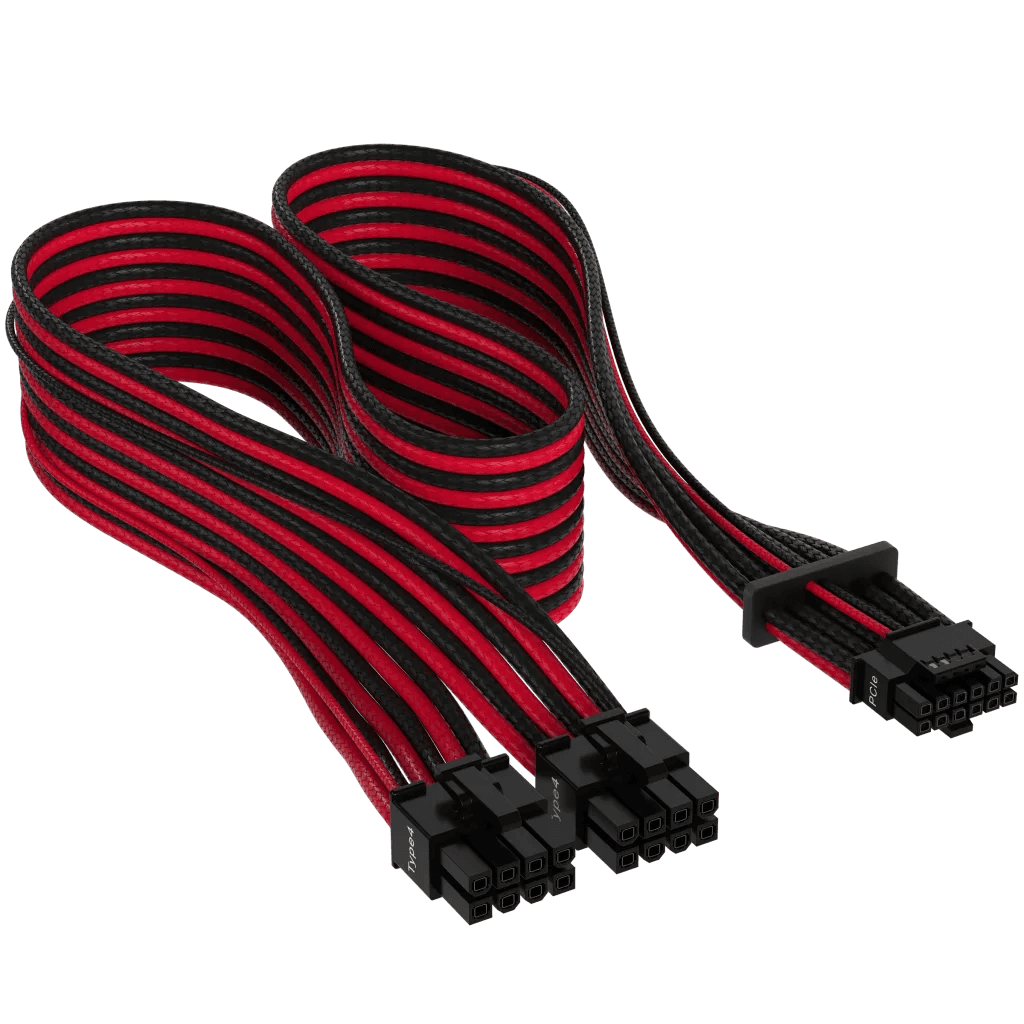 Corsair Cablu premium 12+4pin, PCIe Gen 5, 12VHPWR, 600W, Type 4, fire invelite individual, Rosu/Negru "CP-8920334"