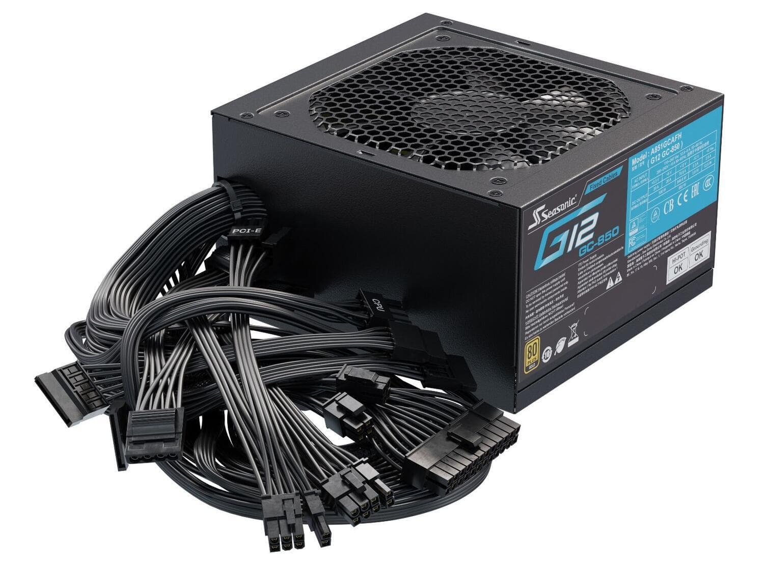 Sursa Seasonic G12 GC-850 80+ Gold, Cabluri fixe, 850W, Negru "G12 GC-850" — miniatură