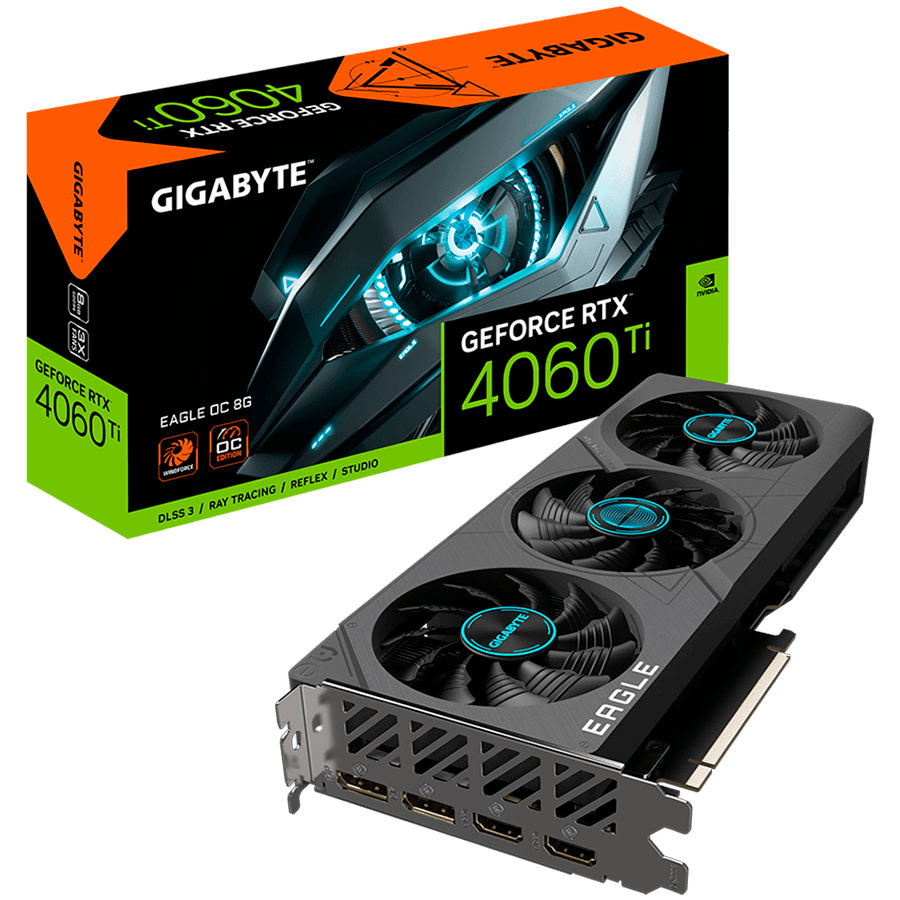 GIGABYTE Video Card NVIDIA GeForce RTX 4060 TI EAGLE OC 8G, GDDR6 8GB/128bit, PCI-E 4.0 x8, 2xHDMI, 2xDP, 1x8-pin, ATX 2-slot, Retail "GV-N406TEAGLE OC-8GD"
