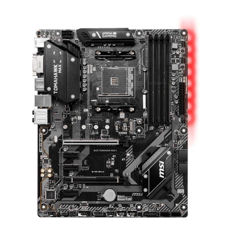 MSI B450 TOMAHAWK MAX II Supports 1st 2nd 3rd Gen AMD Ryzen DDR4 Memory 1xDVI 1xHDMI 2xUSB 2.0 1xUSB type C 3xUSB 3.2 1xPS/2, "B450 TOMAHAWK MAX II" — miniatură