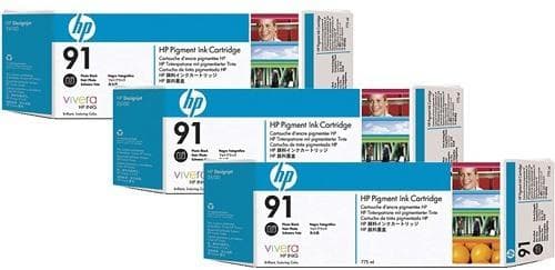 Tri-Pack Original HP Photo Black, nr.91, pentru DesignJet Z6100, 3x775ml"C9481A"
