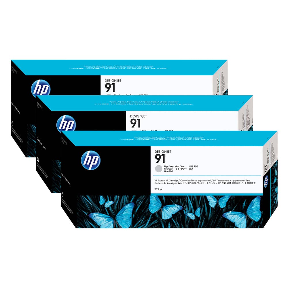Tri-Pack Original HP Light Grey, nr.91, pentru DesignJet Z6100, 3x775ml"C9482A"