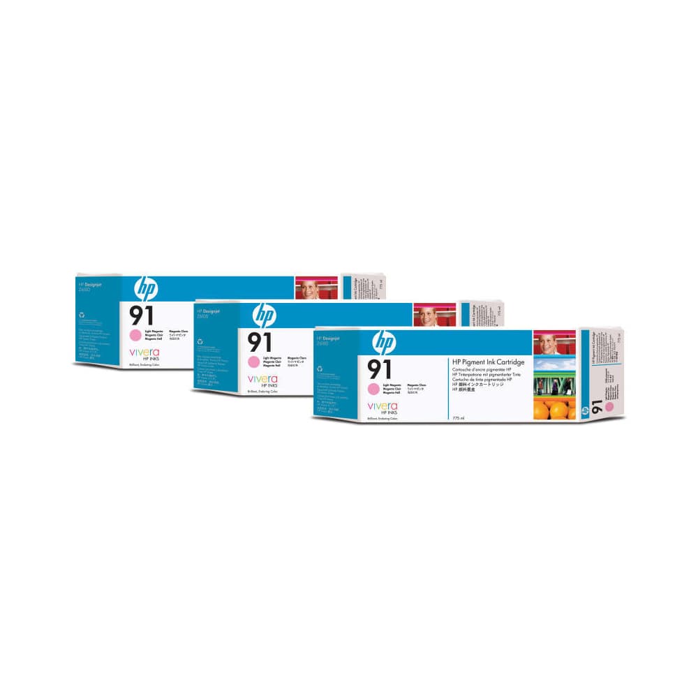 Tri-Pack Original HP Light Magenta, nr.91, pentru DesignJet Z6100, 3x775ml"C9487A"