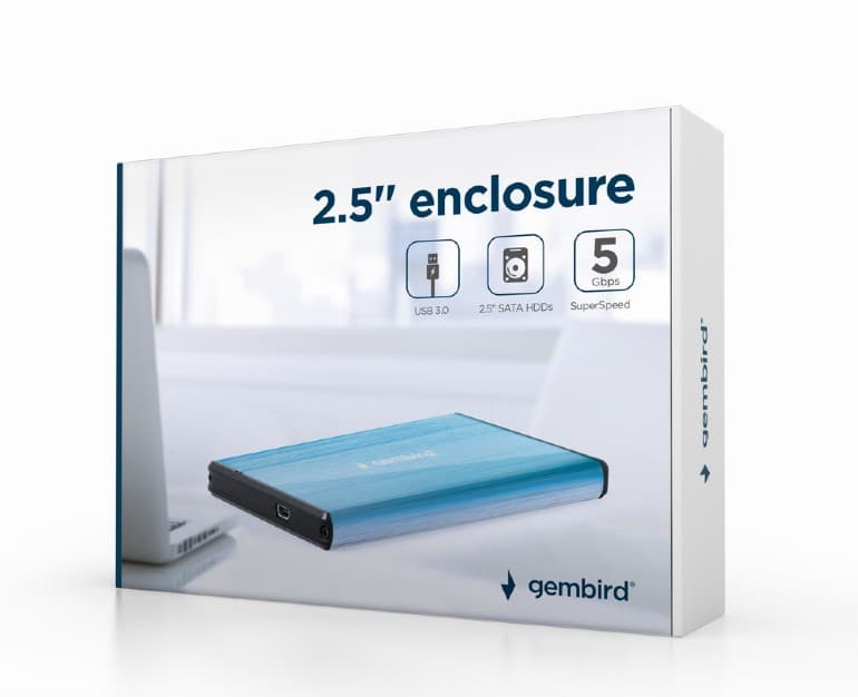 RACK extern GEMBIRD, pt HDD, 2.5 inch, S-ATA, interfata PC USB 3.0, aluminiu, albastru, "EE2-U3S-3-B" — miniatură