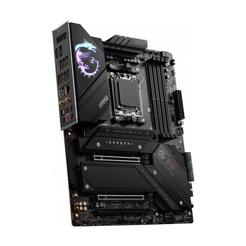 MSI MPG X670E CARBON WIFI ATX MB AM5 4XDDR5 2x PCIe 5.0 x16 PCIe 4.0 x16 slot 6xSATA 6Gb/s 2xM.2 PCIe 5.0x4 2xM.2 PCIe 4.0x4 "MPG X670E CARBON WIFI" — miniatură