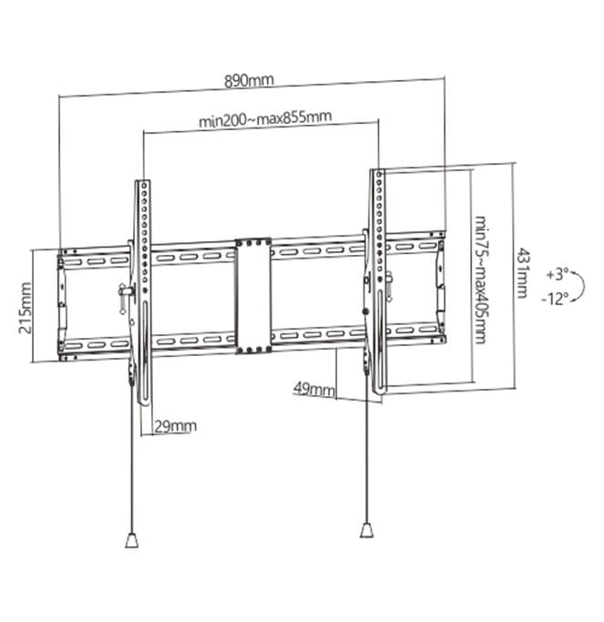 SUPORT de perete GEMBIRD, pt 1 TV/monitor plat, diag. max 43" - 90", inclinatie 3° ~ -12°, max 70 kg, "WM-90T-01" — miniatură