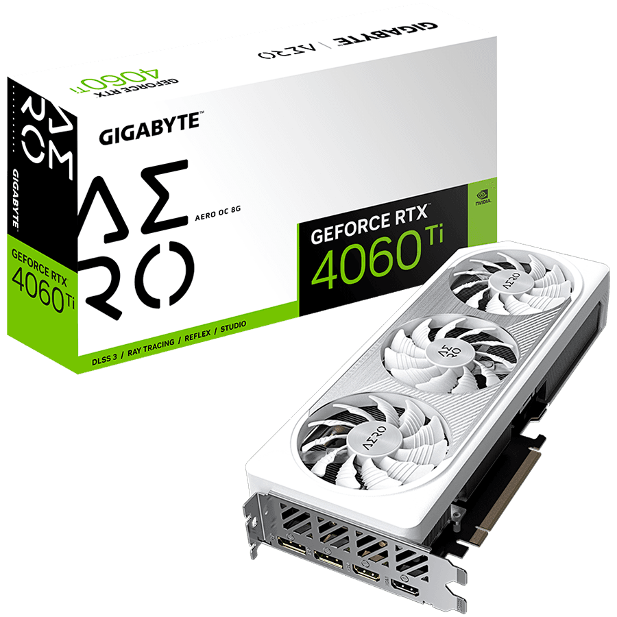 GIGABYTE Video Card NVIDIA GeForce RTX 4060 Ti AERO OC 8G (8GB GDDR6/128bit, PCI-E 4.0, Core Clock 2580 MHz (Reference Card: 2535 MHz), CUDA Cores 4352, Recommended PSU 500W, 2xDP, 2xHDMI) "GV-N406TAERO_OC-8GD"