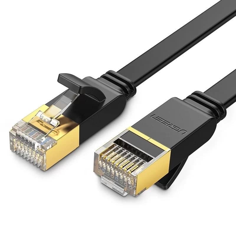PATCH CORD FTP Ugreen Cat7, "NW106" fire din cupru, flat cable, viteza maxima 10 Gbps, 15m, negru "11266" - 6957303801466
