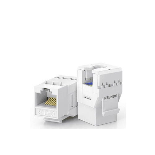 MUFA RJ-45 Ugreen, "NW186" pt. cablu UTP, tip keystone 180 de grade, alb "30844" -6957303838448