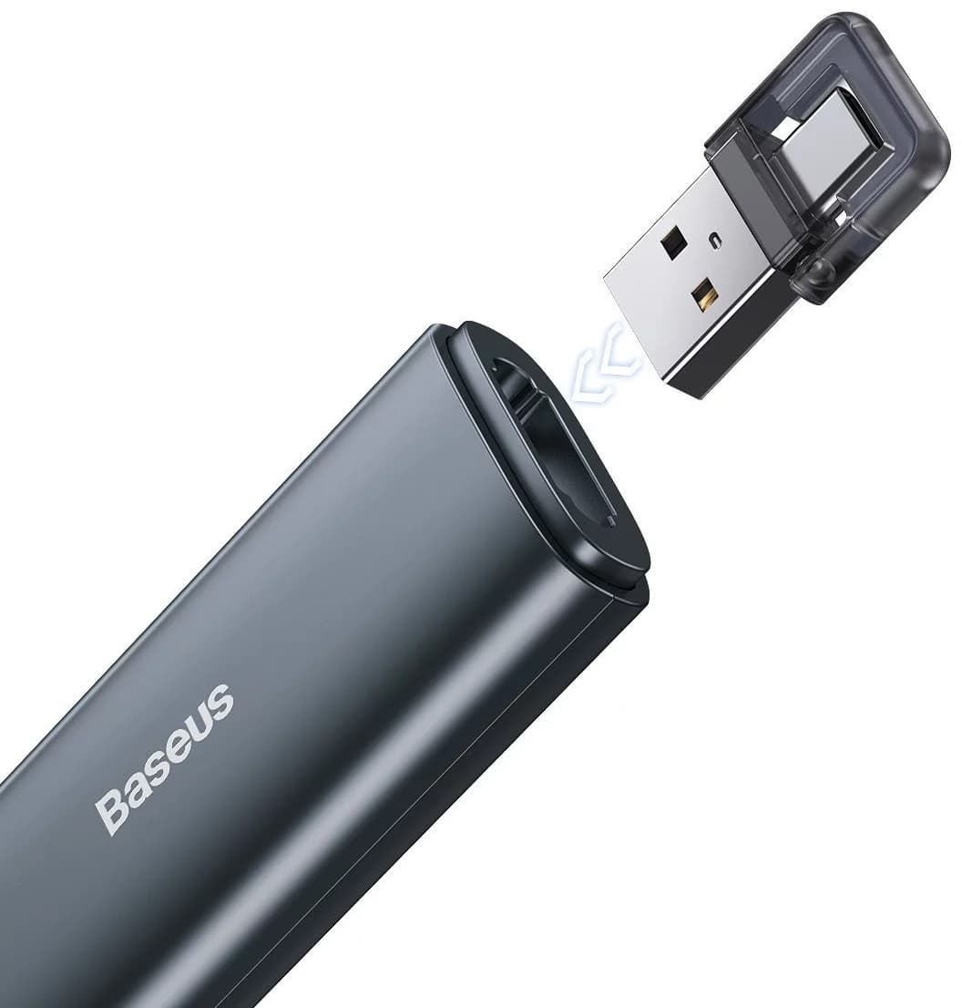 PRESENTER laser Orange Dot Baseus RF2.4GHz, laser rosu, distanta maxima 100m, transmitator USB/USB Type-C, gri "ACFYB-0G" - 6953156220836 — miniatură