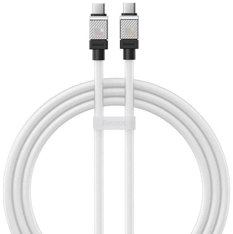 CABLU alimentare si date Baseus, Fast Charging Data Cable pt. smartphone, USB Type-C (T) la USB Type-C (T), E-marker, 100W, 1m, alb, "CAKW000202" (include TV 0.18lei) - 6932172626655 — miniatură