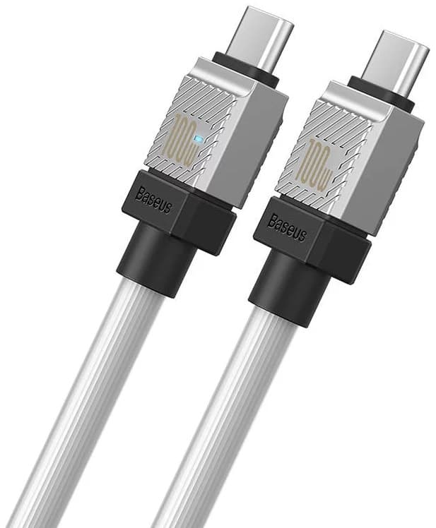 CABLU alimentare si date Baseus, Fast Charging Data Cable pt. smartphone, USB Type-C (T) la USB Type-C (T), E-marker, 100W, 1m, alb, "CAKW000202" (include TV 0.18lei) - 6932172626655 — miniatură