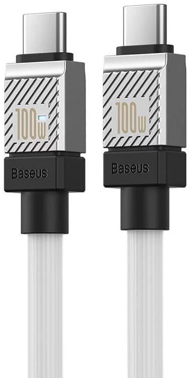 CABLU alimentare si date Baseus, Fast Charging Data Cable pt. smartphone, USB Type-C (T) la USB Type-C (T), E-marker, 100W, 1m, alb, "CAKW000202" (include TV 0.18lei) - 6932172626655 — miniatură