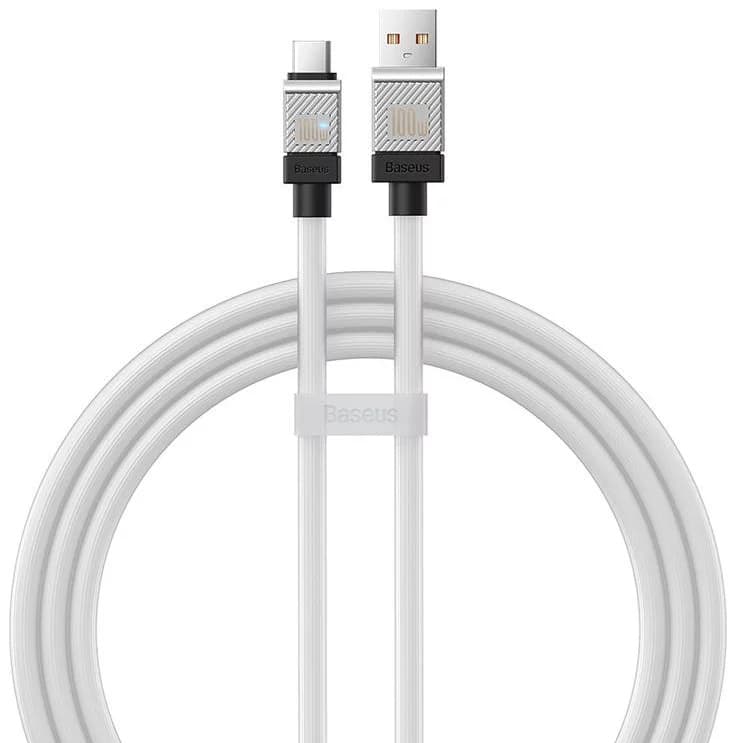 CABLU alimentare si date Baseus, Fast Charging Data Cable pt. smartphone, USB (T) la USB Type-C (T), 100W, 1m, alb, "CAKW000602" (include TV 0.18lei) - 6932172626815 — miniatură
