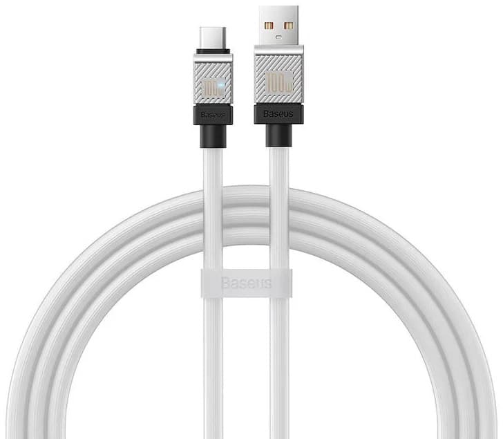 CABLU alimentare si date Baseus, Fast Charging Data Cable pt. smartphone, USB (T) la USB Type-C (T), 100W, 1m, alb, "CAKW000602" (include TV 0.18lei) - 6932172626815 — miniatură