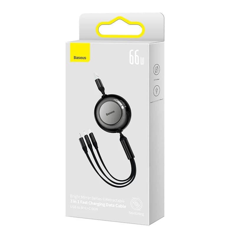 CABLU alimentare si date Baseus, Fast Charging Data Cable pt. smartphone, USB la USB-C / Lightning / Micro, 66W/2A, 480Mbps, negru "CAMJ010101" (include TV 0.18lei) - 6932172609092 — miniatură