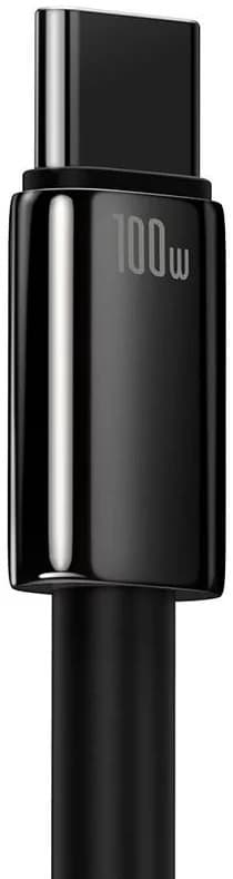CABLU alimentare si date Baseus, Fast Charging Data Cable pt. smartphone, USB la USB Type-C (T), 100W, 480Mbps, aliaj zinc, braided(nylon),1m, negru, "CAWJ000001" (include TV 0.18lei) - 6932172618087 — miniatură
