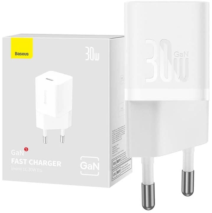 INCARCATOR retea Baseus, GaN5 Fast Charger 30W, 1 x USB Type-C 5V/3A, alb "CCGN070502" - 6932172624446