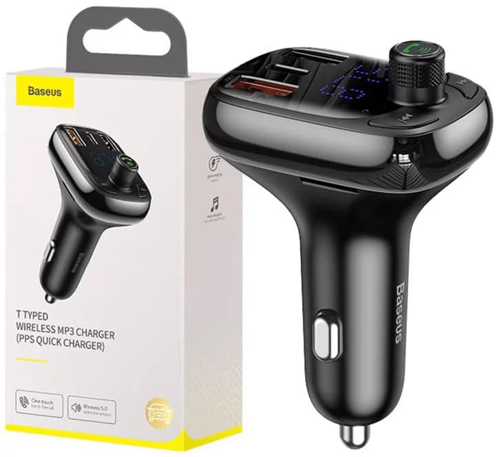 MODULATOR AUTO FM Baseus OS-Baseus T Shaped S-13,BT 5.0,12-24V,87,5-108 MHz,MP3/WAV/FLAC/APE/WMA, 2xUSB, 1xUSB-C, micro SD 32GB MAX, raza 5m/10m, bk "CCMT000101"-6932172626983