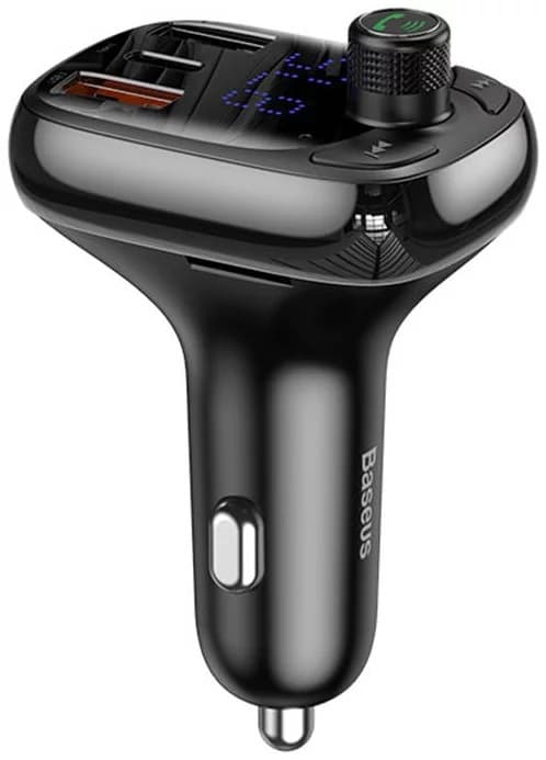 MODULATOR AUTO FM Baseus OS-Baseus T Shaped S-13,BT 5.0,12-24V,87,5-108 MHz,MP3/WAV/FLAC/APE/WMA, 2xUSB, 1xUSB-C, micro SD 32GB MAX, raza 5m/10m, bk "CCMT000101"-6932172626983 — miniatură