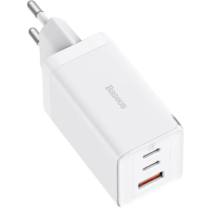 INCARCATOR retea Baseus, GaN5 Pro Fast Charger 65W, 2 x USB Type-C 5V/3A, 1 x USB 5V/3A, cablu fast charging Type-C la Type-C 1m inclus, alb "P10110812227-Z1"-6932172630232 — miniatură